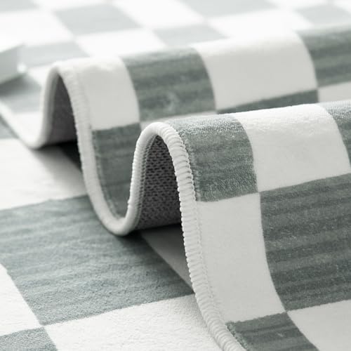 jinchan 2x5 Runner Rug Modern Checkered Geometric Lattice Hallway Rug, Grey - color: Checkered Grey, size: 2' x 5' (Rectangular)