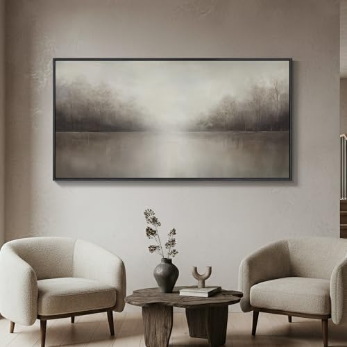 Extra Large Framed Abstract Landscape Wall Art for Living Room, 60x30 Inch - color: Brown, size: 60"L x 30"W