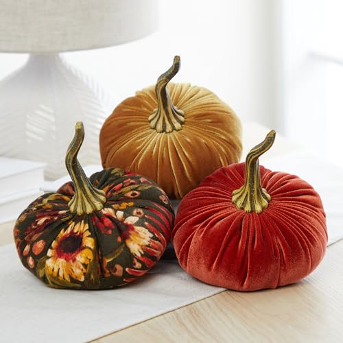 Your Heart's Content Gold 6.25 inch Velvet Pumpkin (Gold) - color: Gold