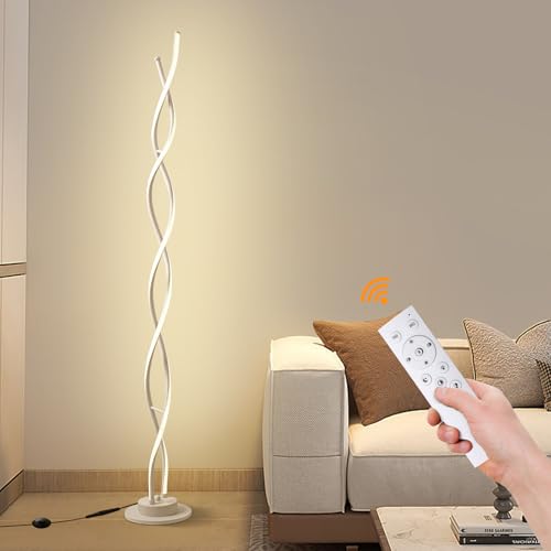 Modern Floor Lamps for Living Room White 3‑Color Remote Dimmable - color: White