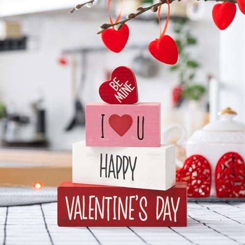Smile Valentines Day Wooden Decoration, I Love U Happy Valentine's Day, Gift Box for Girlfriend Boyfriend Husband Wife Desk Sign Decor Home Office - style: Lover
