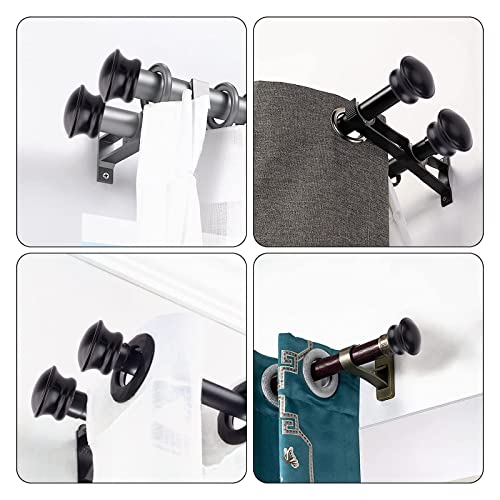 GORGECRAFT 4PCS 1x1 Black Drapery Round Curtain Rod Finials Roman Shower Curtain Rods with Screws Plastic Small Mushroom Shape Replacement Decorative Mini Head Caps for 5/8 Inch Dia Rod M5 Thread Dia