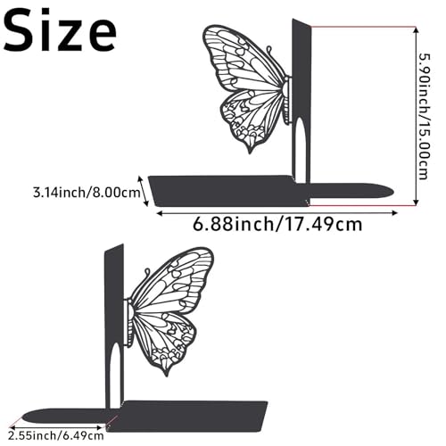 Butterfly Silhouette Metal Bookends, Black