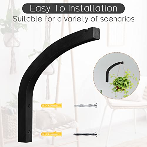 Juexica 4 Pack 8 Inch Wood Plant Hanger Wall Mount Bracket, Black - color: Black