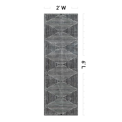 Rugshop Bohemian Stripes Non-Slip Washable Runner Rug Black 2' x 6' - color: Black, size: 2' x 6' (Rectangular)