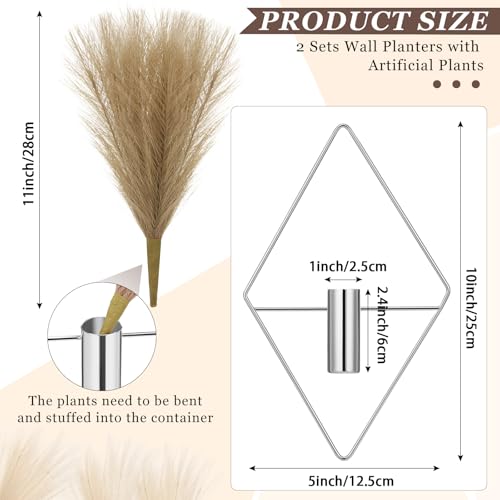 Canlierr 4 Pcs Hanging Plants Wall Decor, Pampas Grass, Silver - color: Silver, size: Pampas Grass