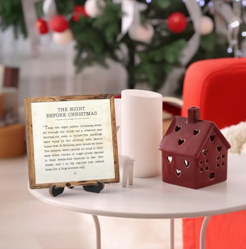 Christmas Tabletop Wooden Sign with Stand, Winter Holiday Desk Decor,SD15 - color: night christmas 1