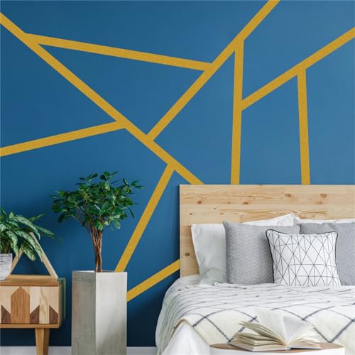 Striped Wall Decals Geometric Line Wall Sticker Golden Decal Peel and Stick - color: Gold