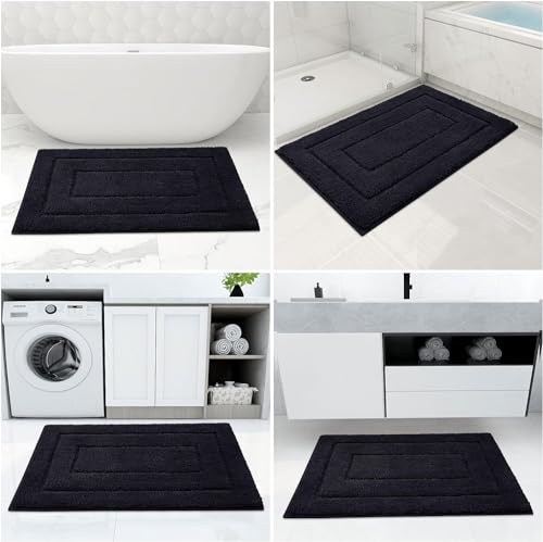 Buganda Microfiber Bathroom Rugs 36x24, Soft Shaggy Absorbent Bath Rugs - color: Black, size: 36" X 24"