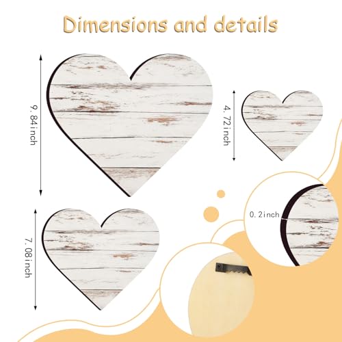 Jetec 3 Pcs Wood Heart Wall Decor Farmhouse Plaque, Simple - style: Minimalist