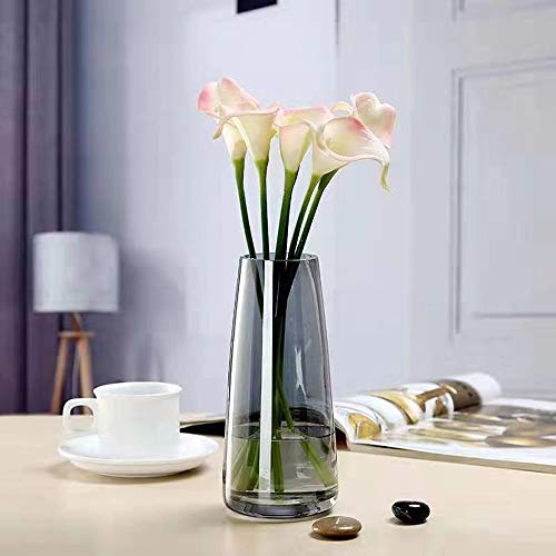 Flower Vase 8.7" Glass Vase for Flowers Home Decor Modern, Grey - color: Gray