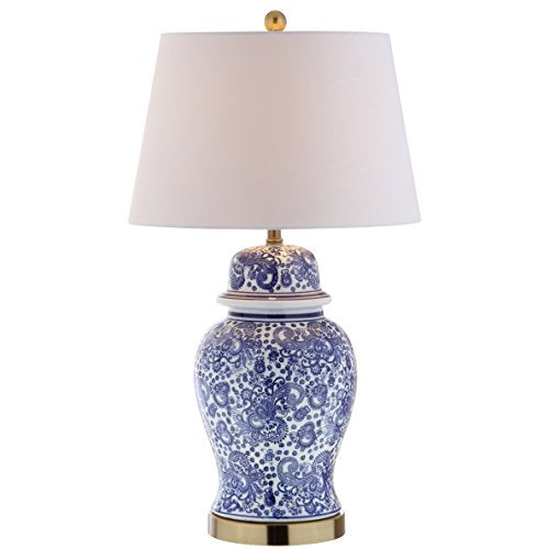 JONATHAN Y Ellis Chinoiserie Ginger Jar Table Lamp 29.5", Blue/White - color: Blue/White