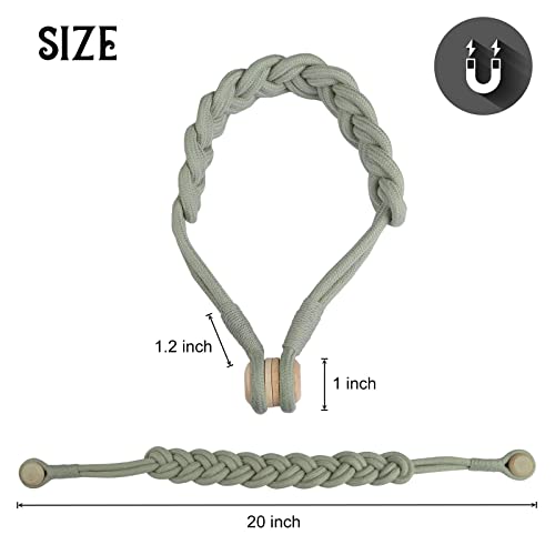 BEL AVENIR Curtain Tiebacks Magnetic 2 Pack Woven Drapery Holdback - color: Silver Grey -2pack