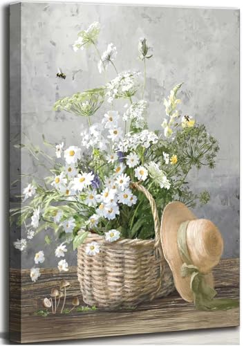SXHANJXT Rustic Daisy Canvas Wall art - color: Daisy-Canvas, size: 24"L x 16"W