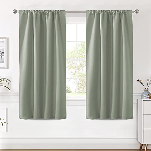 H.VERSAILTEX Blackout Curtains Thermal Insulated Window Treatment Panels Room Darkening Blackout Drapes for Living Room Back Tab/Rod Pocket Bedroom Draperies (2 Panels, Light Sage, 42 x 63 Inch) - color: Light Sage, size: 42"W x 63"L (Pack of 2)