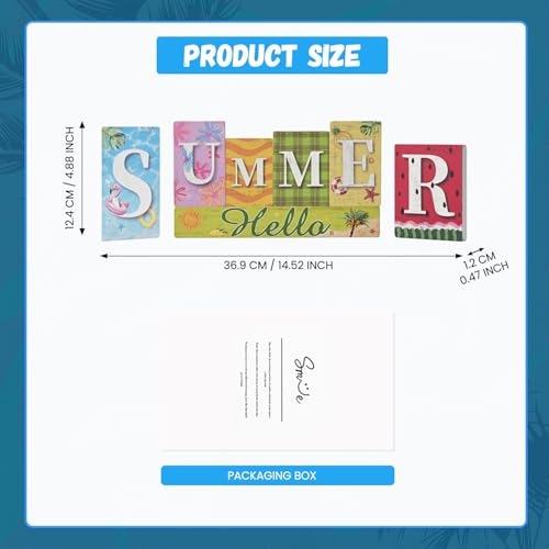 Smile 7 Pcs Wooden Decor Summer Indoor Decorations, Hawaii Style, Summer Letter Table Centerpieces for Home Kitchen Seasonal Display - style: Summer