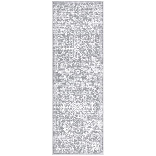Pauwer Hallway Runner Rug 2x6, Washable Boho Kitchen Runner, Grey White - color: Grey White, size: 2' x 6' (Runner)