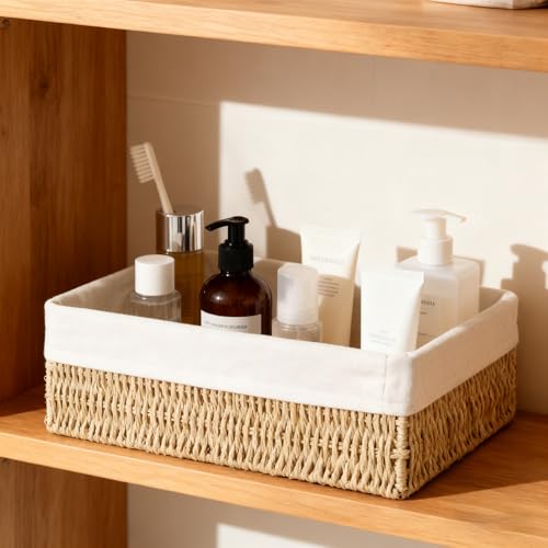 Large Woven Storage Baskets Set of 3, Shelf & Closet Bins - size: Large without Lids
