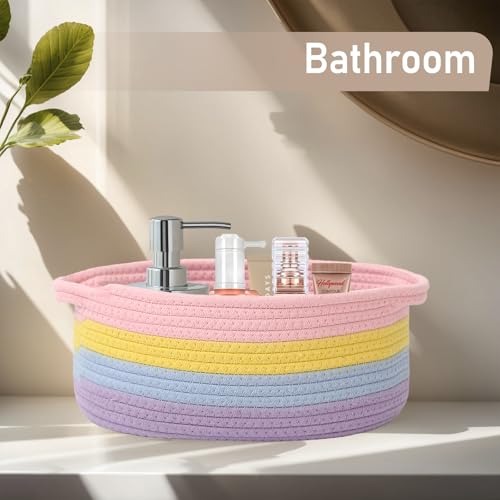 JMvicyroam Small Woven Basket, Empty Gift Basket, Rainbow/1 Pack - color: Rainbow, size: 1 Pack