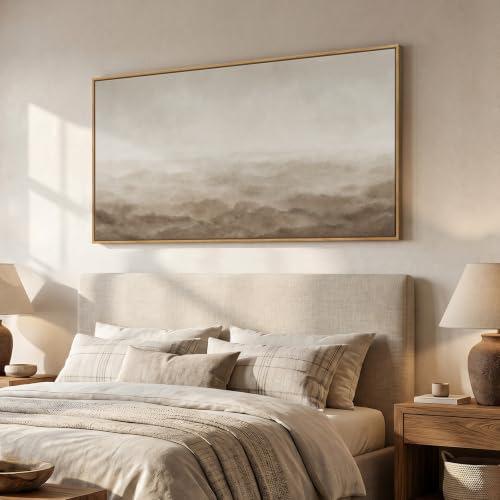 Large Framed Neutral Beige Brown Abstract Wall Art for Living Room 60x30 In - color: Beige & Brown B, size: 60"L x 30"W