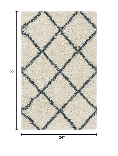 SAFAVIEH Hudson Shag Accent Rug 2x3, Plush Ivory & Steel Blue SGH281T - color: Ivory/Steel Blue, size: 2' x 3' (Rectangular)