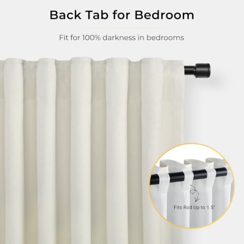 INOVADAY White 100% Blackout Curtains for Bedroom 90 Inch Long - color: Beige White, size: 50"W x 90"L (Pack of 2)