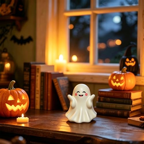 Halloween Ghost Figurine Cute Ghost Resin Statues 1Pcs - color: Styl 18
