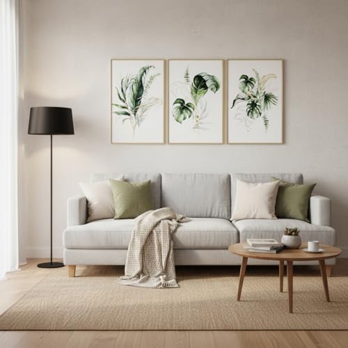 ArtbyHannah Framed Bathroom Wall Art, 16" x24" Botanical Canvas Paintings - size: 16x24 Inch