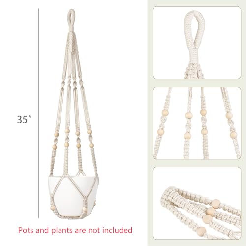 Dahey Set of 2 Macrame Plant Hanger Indoor 35" Hanging Plant Holder Basket