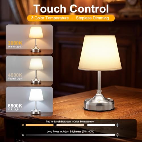 Small Cordless Table Lamp Rechargeable Silver - color: Silver-S