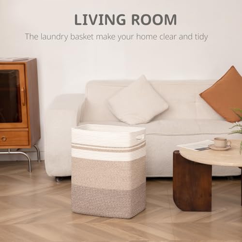 OIAHOMY Laundry Hamper Laundry Basket Cotton Rope Storage Baskets Yellow - color: Gradient Yellow