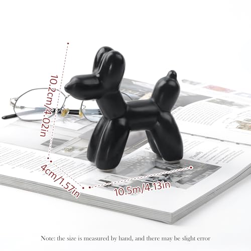 Notakia Cute Ceramics Black Balloon Dog Statue Crafts Living Room Desktop Decorations,Handmade Modern Small Ceramic Animal Statue Ornament Home Decor Accents - color: Black, size: Small