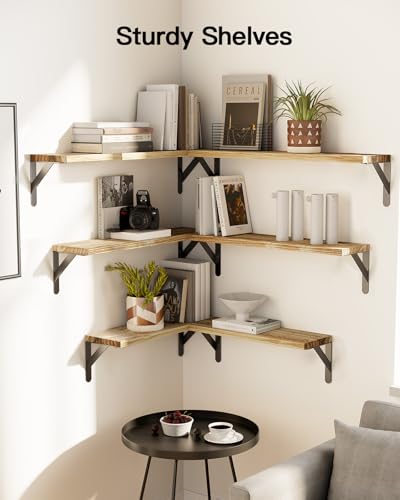 Amada Solid Paulownia Wood Wall Shelves, Large Size, 6 Pcs, Natural Wood - color: Wooden, size: Large
