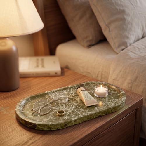 YKAJO Crystal Coffee Brown Oval Marble Tray, 11.8x5.9 Perfume Organizer - color: Crystal Coffee Brown, size: 11.8" x 5.9" x 0.6"