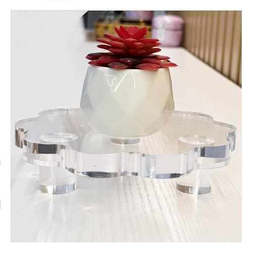 2 Pack Scalloped Acrylic Risers for Diaplay, Thick Clear Pedestal Stands Candle Tray Riser, Double as Tabletop Jewelry Pland Holder Mini Cake Stand for Home Decor (6.3 inch) - size: 6.3 inch