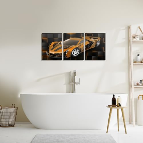 Feelyou Race Car Wall Art 12" x 16" x 3 - color: Deep Orange