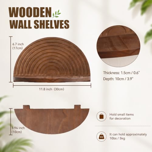 Artilady Boho Shelf Wall Decor, Mid Century Wood Floating Shelves Storage - color: Brown B