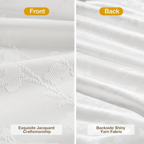 Anmao White Semi Sheer Light Filtering Curtains 96 Inches Long 2 Panels, Flower Pattern Drapes for Living Room Bedroom, Rod Pocket Sheer Window Treatments with Floral Design, 42x96 Inch - color: White Flower, size: 42"W x 96"L (Pack of 2)