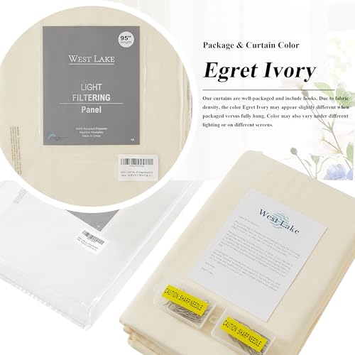 WEST LAKE Egret Iovry Pinch Pleat Sheer Curtain Panels 72 Inches Long - color: Egret Ivory, size: 58"W x 72"L (Pack of 2)