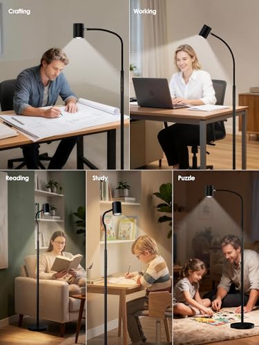 GLOWRIUM LED Reading Floor Lamp, 62" Floor Task Lamp, Adjustbale Floor Lamp - style: Reading Lamp (H2B)