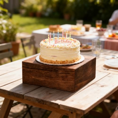 4 Pcs Dessert Table Display Risers, Cubic Rustic Cake Stands Wood