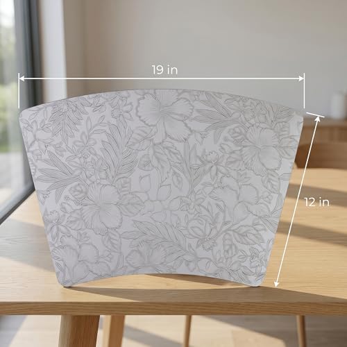 Faux Leather Set of 6, Placemats with Carving Floral Design - color: Gray