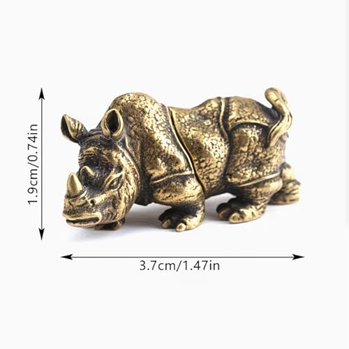 Metal Rhino Figurine, Mini Animal Statue for Desk, Vintage Style Ornament for Home Office, Rustic Sculpture for Shelf Display, Creative Decorative Collectible, Artistic Wildlife Model
