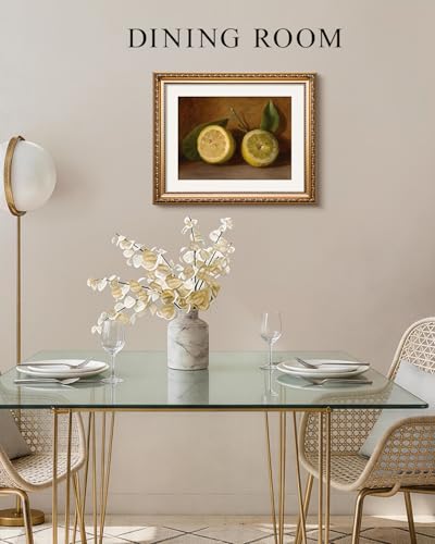VIYYIEA Gold Framed Lemon Wall Art Fruit Vintage Canvas Print, 13×16 Inch - color: Lemon Still Life, size: 16"L x 13"W