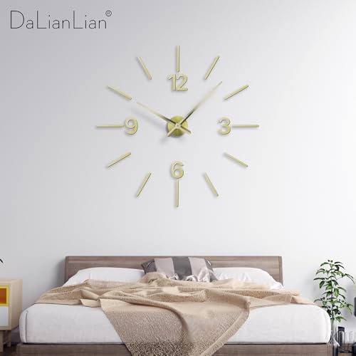 DIY Wall Clock, 3D Mirror Effect, Adjustable up to 65 in, Gold - color: Gold