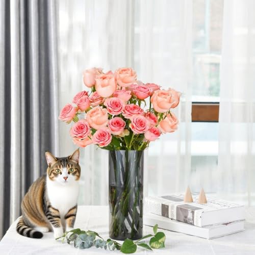 Flower Vase, Non-breakable Vases, 4" W x 16" H, Acrylic Grey Vase, Aesthetic Room Decor Cylindrical Modern Flower Vases for Table Centerpiece, Home Decor, Women Floral Arrangement Gift - color: Gray, size: 4" W x 16" H