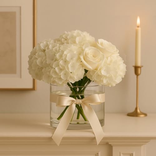 CYS Excel Glass Cylinder Vase – 7" Wide x 6" Tall | Best for 3” Pillar Candles and Floating Candles | Hurricane Candle Holder & Flower Centerpiece - size: 7" wide x 6" tall