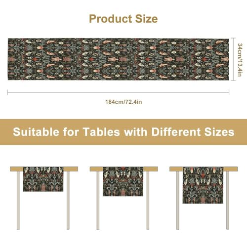 William Morris Floral Table Runner, Vintage Flowers Boho Botanical Flowers Birds Printed Linen Table Runner for Home Kitchen Dining Table Decoration,13x36 Inch - color: Style-1, size: 13"W x 36"L (Pack of 1)