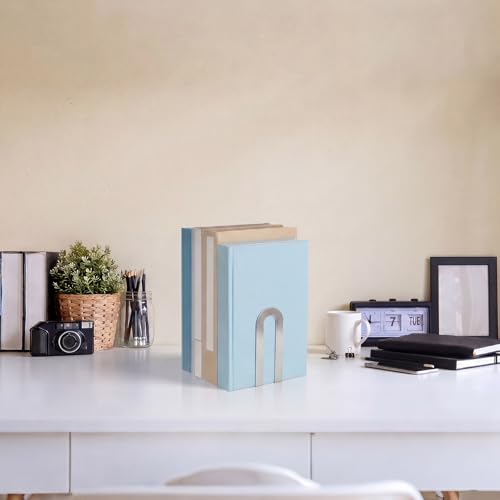 Chunful 6 Pcs Sliver Metal BookEnds Shelves, 5.5 x 3.75 x 2.25 in - color: Sliver, size: 5.5*3.75*2.25inch