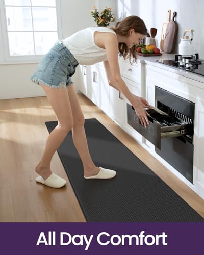 DEXI Kitchen Floor Mats Cushioned Anti Fatigue, 17x59 Standing Runner Rug - color: Black, size: 59"l X 17"w X 0.4"th